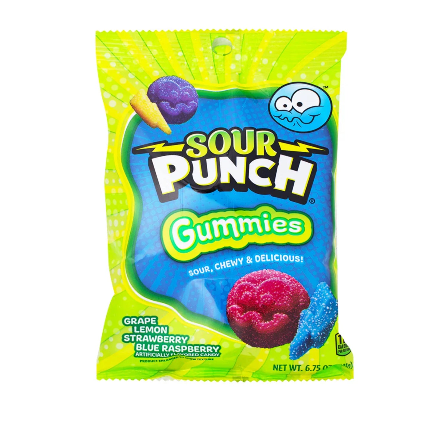 SOUR PUNCH - GUMMIES - GRAPE - LEMON - STRAWBERRY - BLUE RASPBERRY - 191G