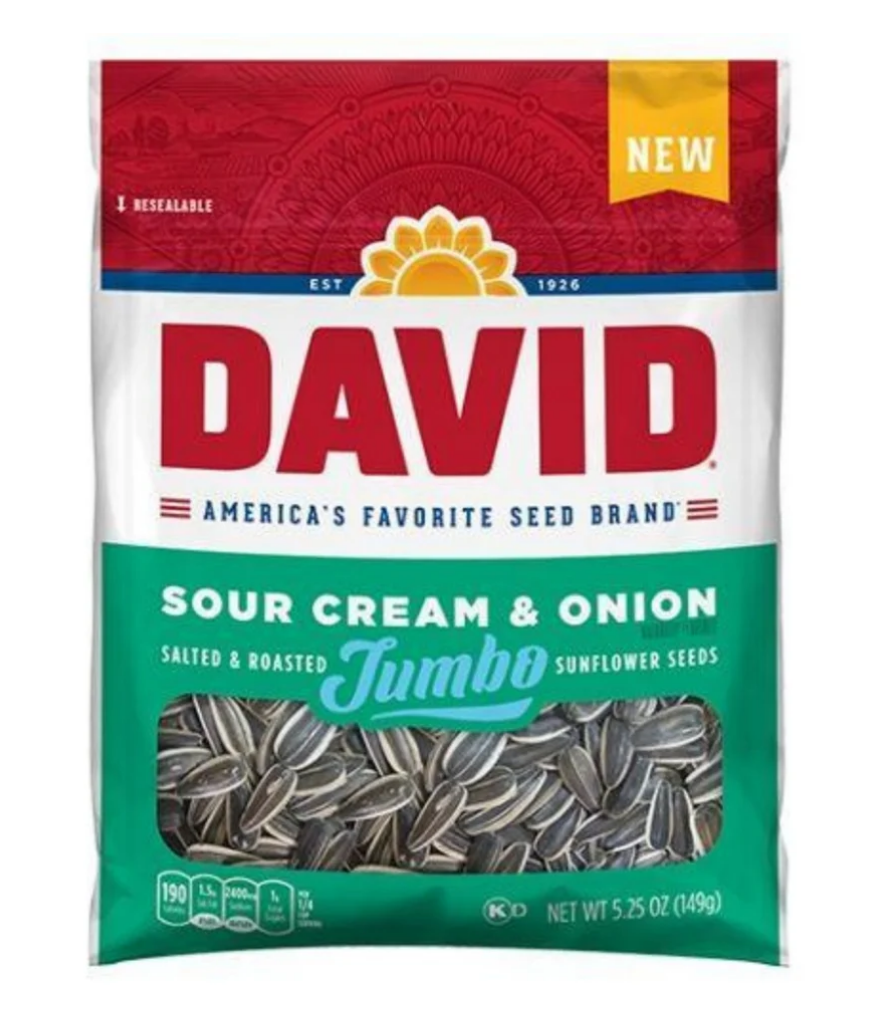 DAVID - SUNFLOWER SEEDS - SOUR CREAM & ONION - 149G